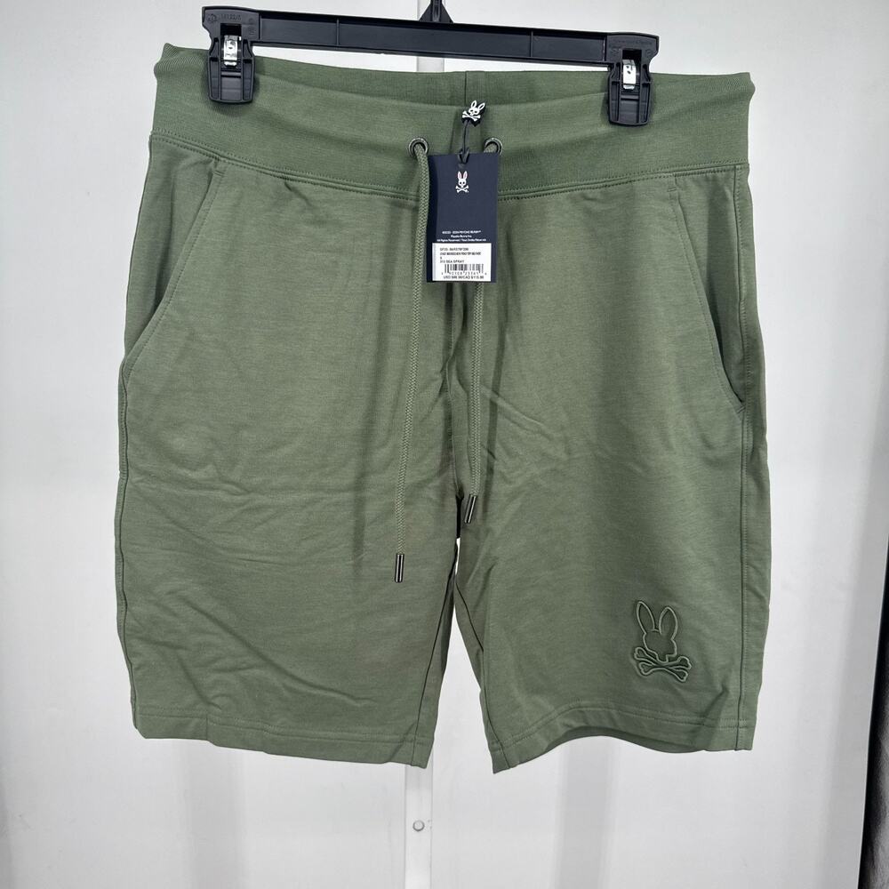 Psycho Bunny Sweatshorts Mens S Green Levanzo Embroidered Micro French Terry NWT